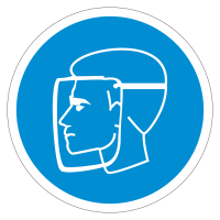 Знак безопасности Работать в защитном щитке (M08)